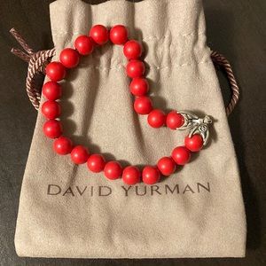 NWOT DAVID YURMAN Spritual Beads RED CORAL bracelet. Size 8/Medium. Bag Included